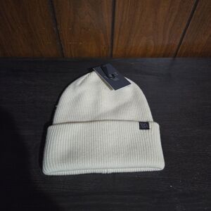 Cream Ribbed Beanie Hat